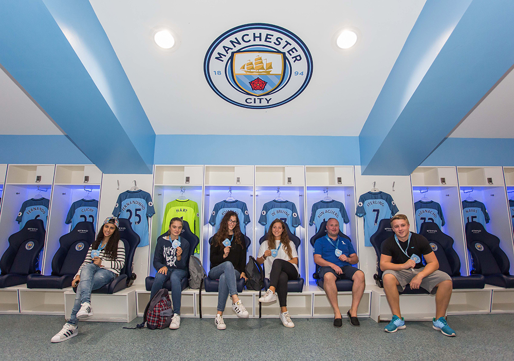 Manchester City team changing room at the Etihad Stadium