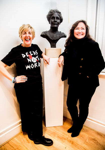 Julie Hesmondhalgh and sculptor Jane Robbins. Photo by Elspeth Moore