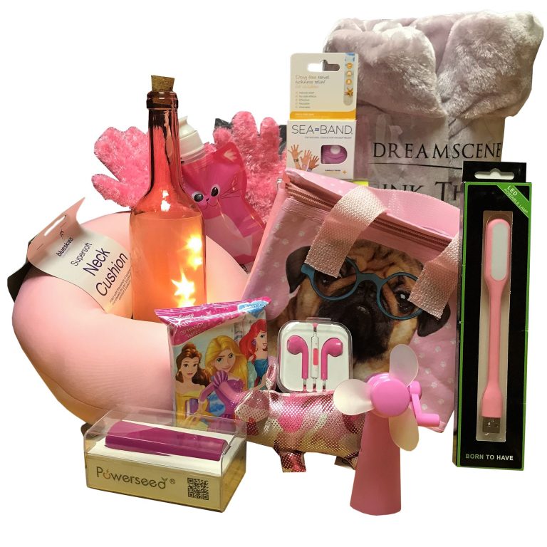 Pink items in the pink parcel for children with cancel - small
