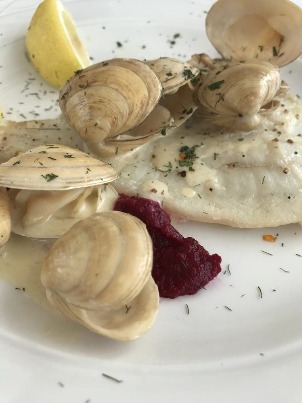Locally sourced Hake and Cockles at Barrtra.