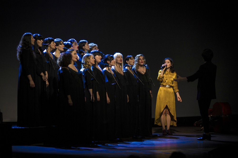 Katie Melua performing alongside the Gori Women's Choir at The Lowry Manchester 2018 Winter Tour