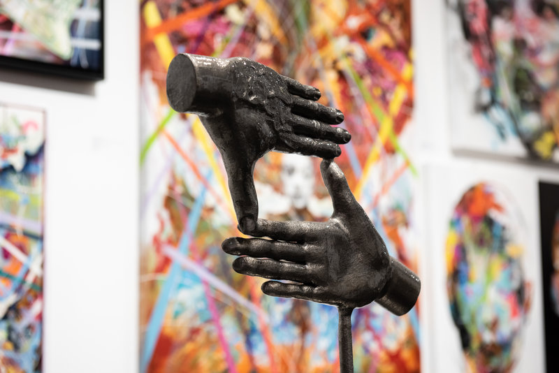 Hands sculpture at Manchester Art Fair