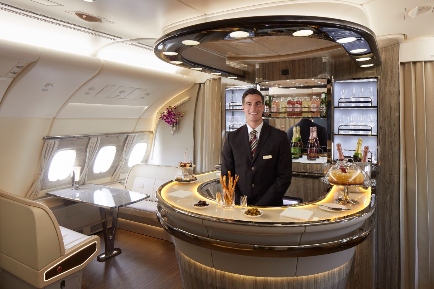 Emirates onboard bar. How Emirates is taking its A380 luxury to new heights